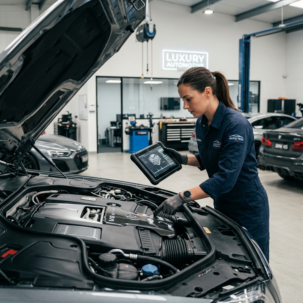 Mechanic using tablet